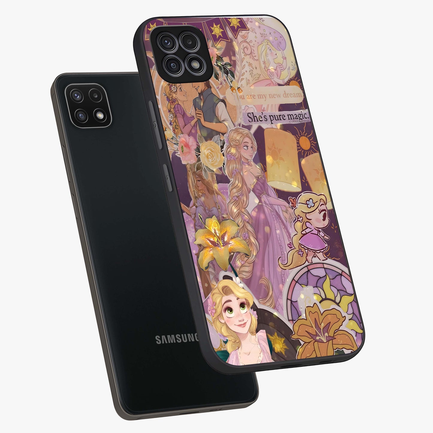 Magical Tangled Dream Glass Case displayed in angled mockup highlighting whimsical fantasy design with magical aesthetic.