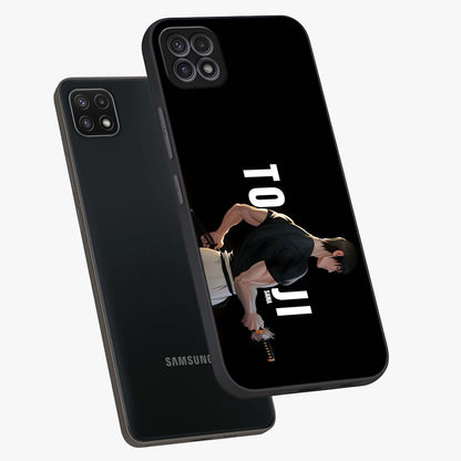 Midnight Blade Resolve Glass Case displayed in angled mockup highlighting powerful blade illustration with dramatic dark aesthetic.