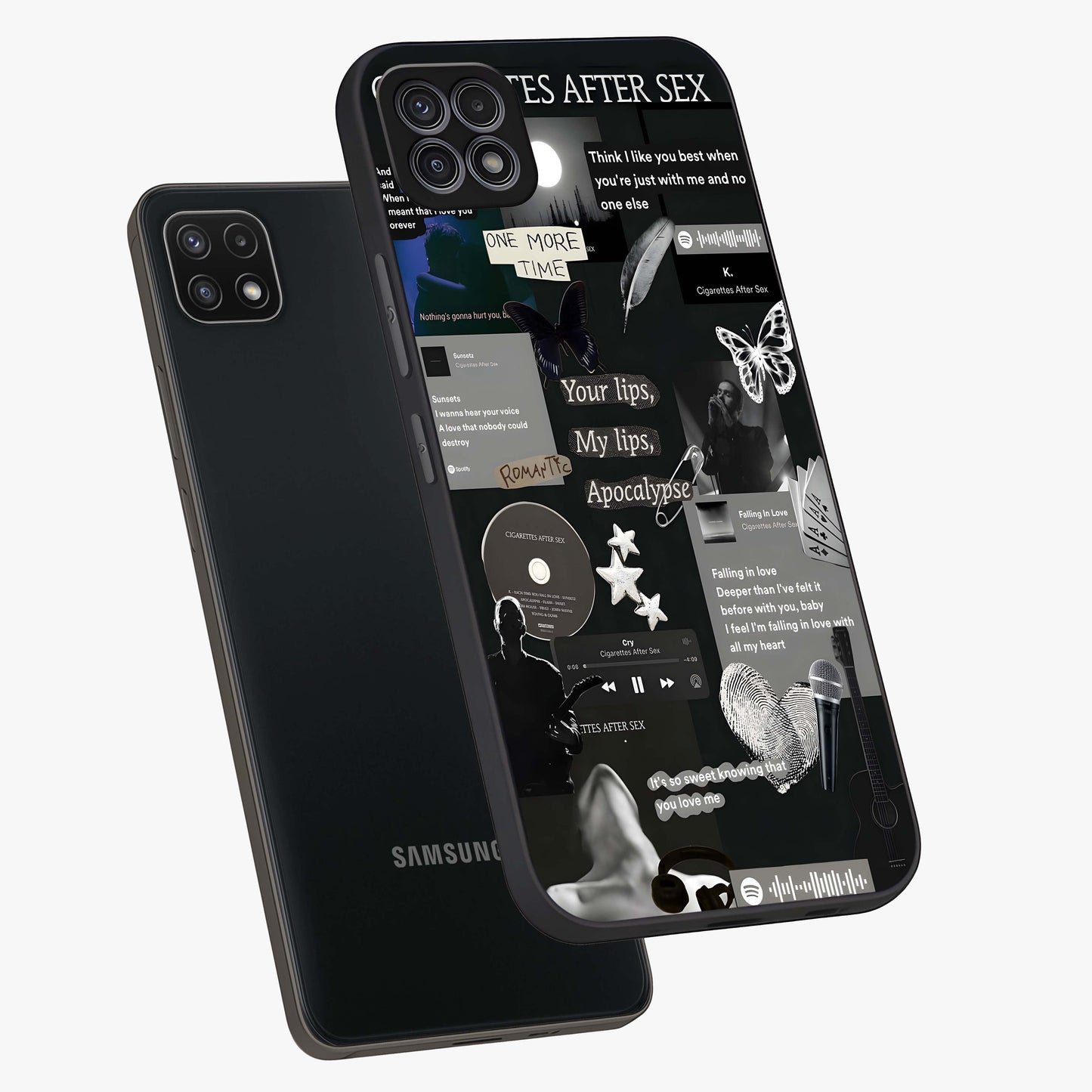 Midnight Love Echo Glass Case displayed in angled mockup highlighting elegant love inspired design with deep aesthetic style.