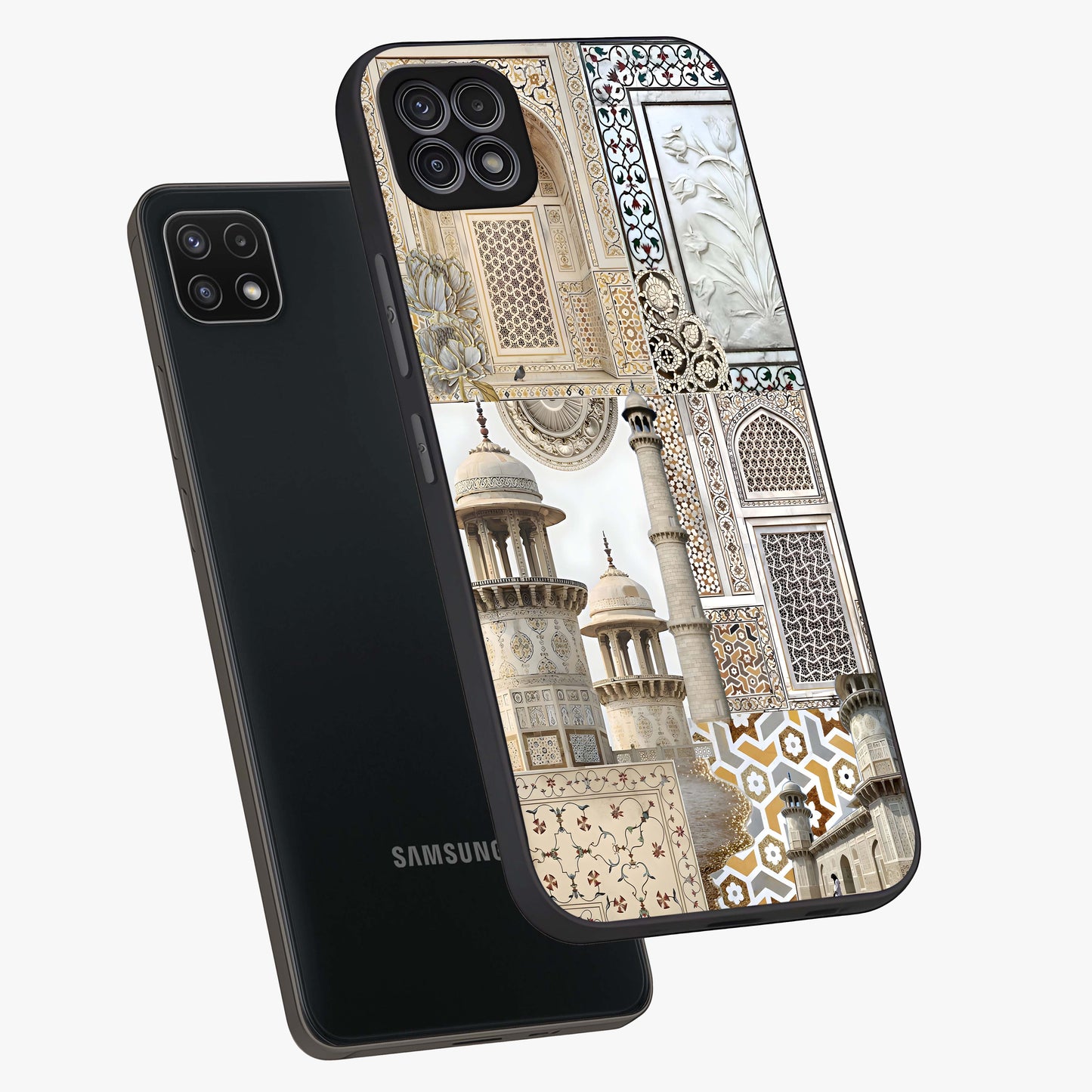 Mughal Marble Legacy Glass Case displayed in angled mockup highlighting elegant heritage marble artwork with royal aesthetic.