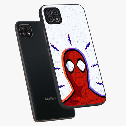 Omg Spiderman Glass Case displayed in angled mockup highlighting dynamic hero illustration with action comic aesthetic.