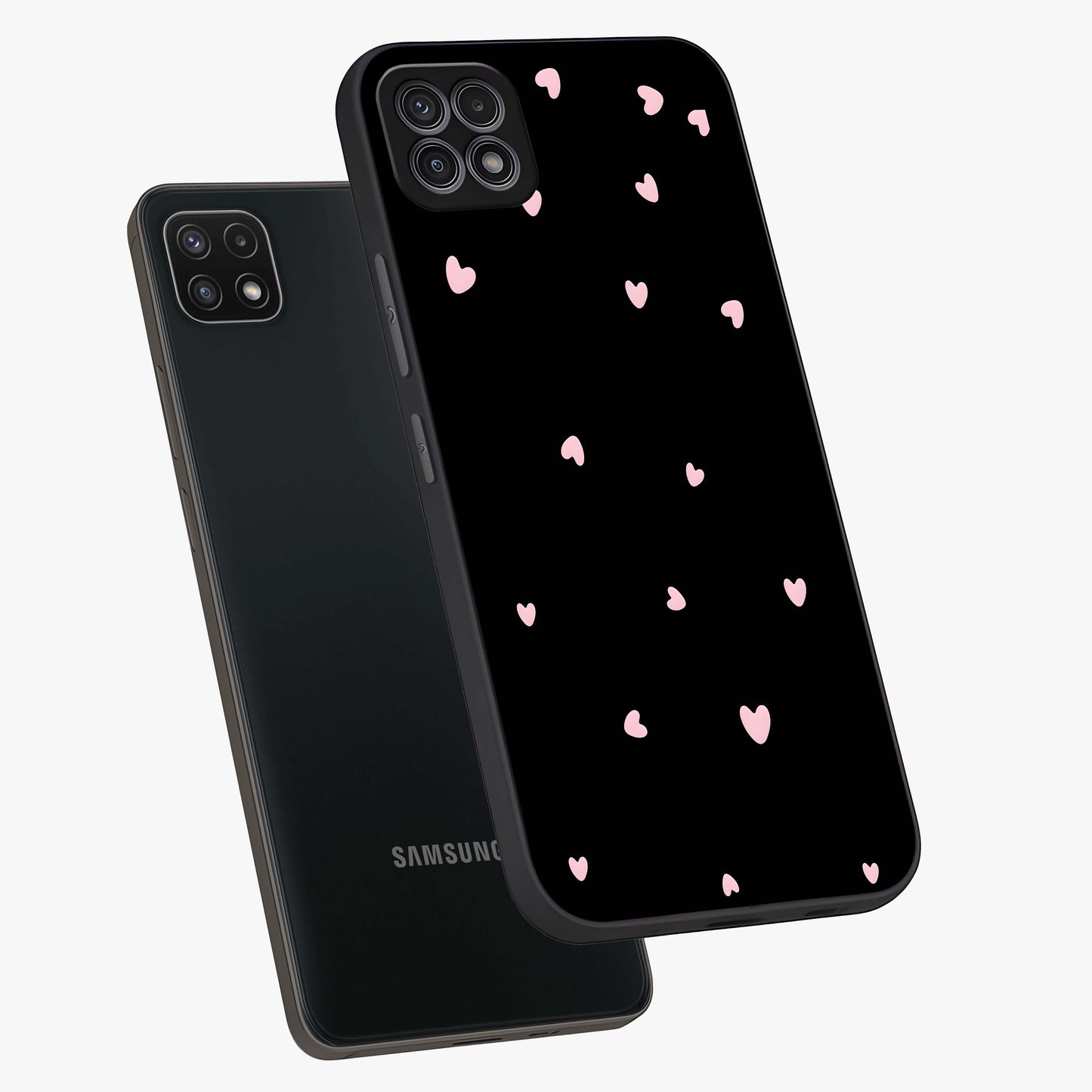 Pink Love Drops Glass Case displayed in angled mockup highlighting cute love drop design with vibrant pink aesthetic.