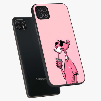 Pink Panther Glass Case displayed in angled mockup highlighting playful cartoon character design with vibrant pink aesthetic.