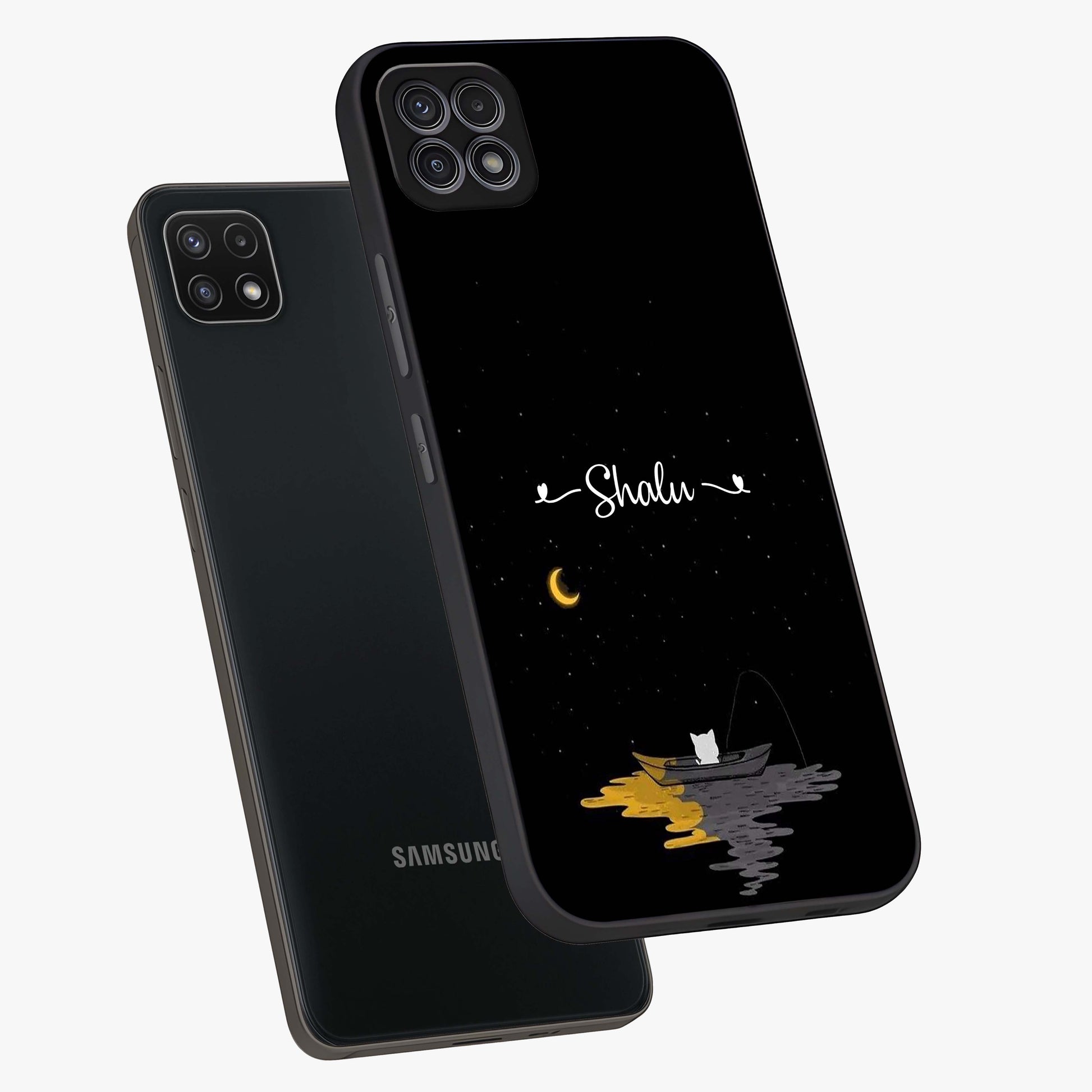 Silent Night Row Glass Case displayed in angled mockup highlighting peaceful evening design with dreamy night aesthetic.