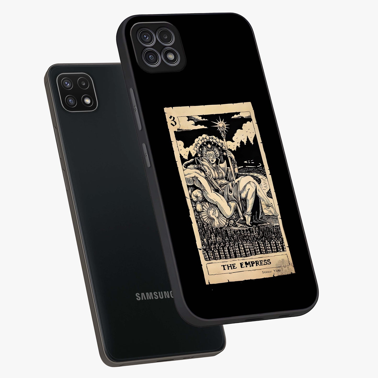 The Empress Glass Case displayed in angled mockup highlighting elegant royal design with majestic aesthetic style.