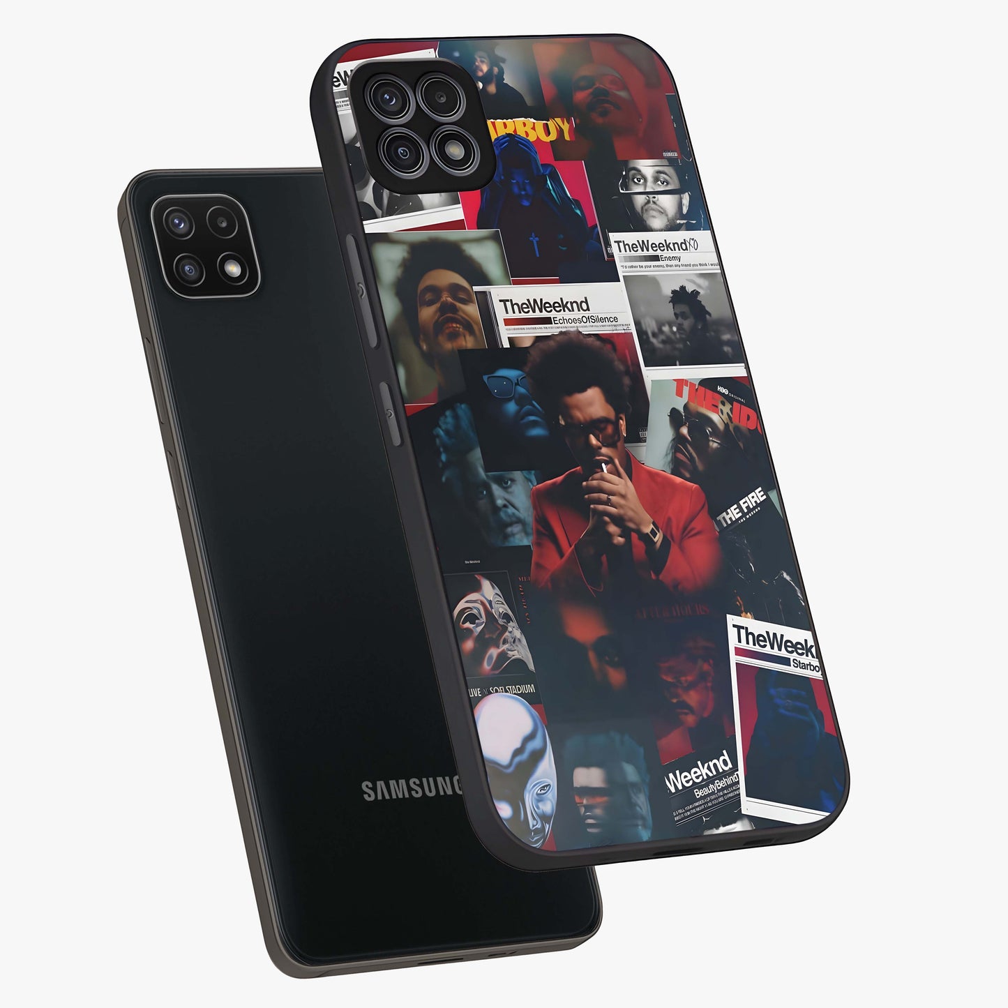 The Weeknd Glass Case displayed in angled mockup highlighting stylish pop culture inspired design with modern aesthetic.