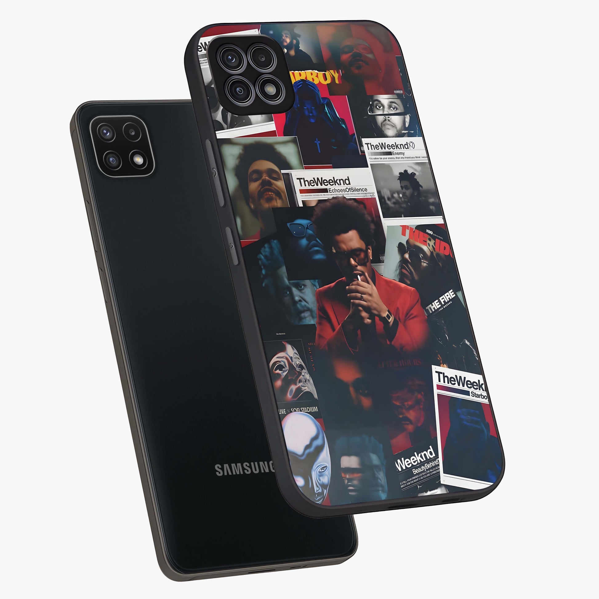The Weeknd Glass Case displayed in angled mockup highlighting stylish pop culture inspired design with modern aesthetic.