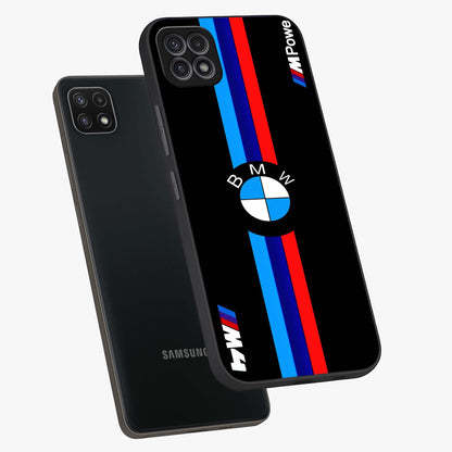 Turbo BMW Beast Glass Case displayed in angled mockup highlighting sleek racing car design with bold automotive aesthetic.