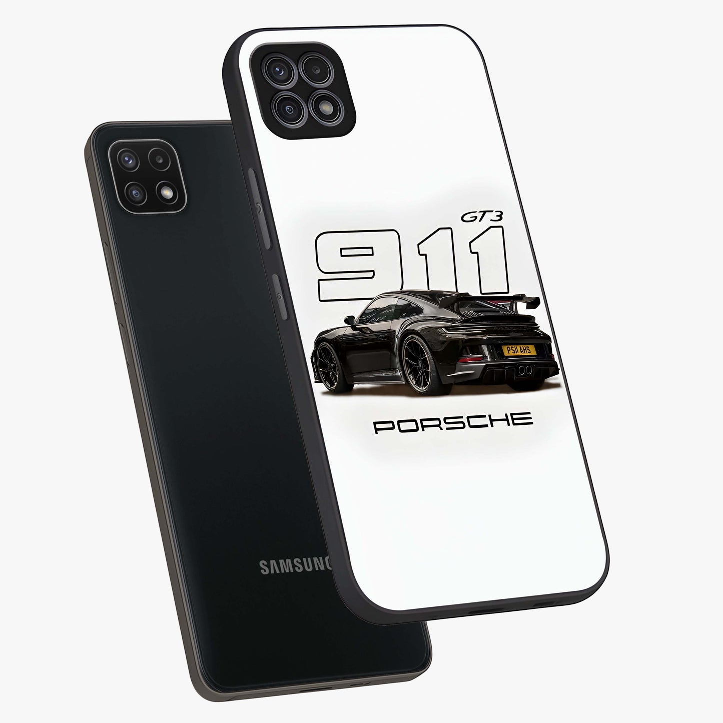 Turbo Legacy Icon Glass Case displayed in angled mockup highlighting dynamic automotive design with performance aesthetic.