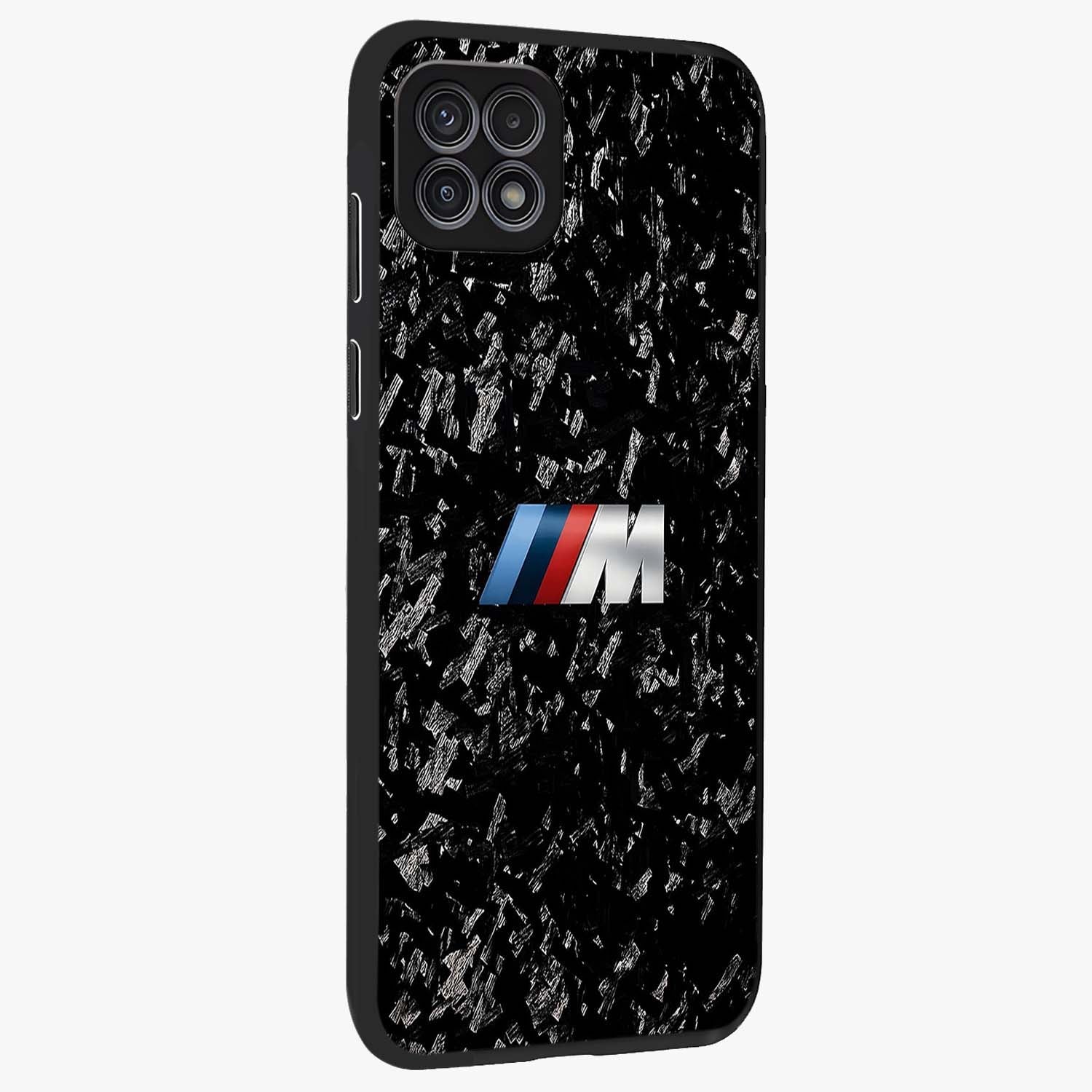 Carbon Speed Mark Glass Case upright view showcasing modern carbon speed graphic with bold automotive theme.