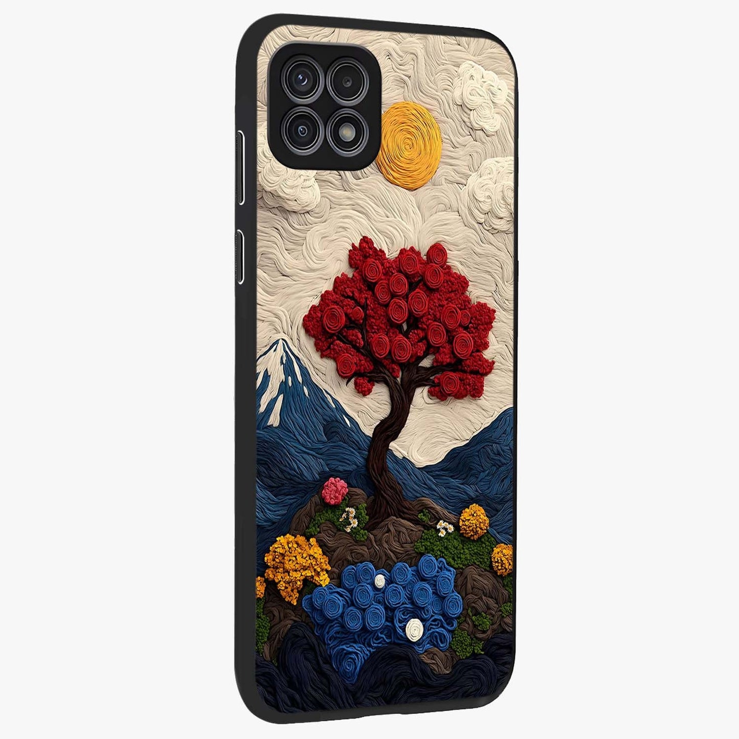 Eternal Nature Tapestry Glass Case upright view showcasing elegant nature tapestry design with decorative style.