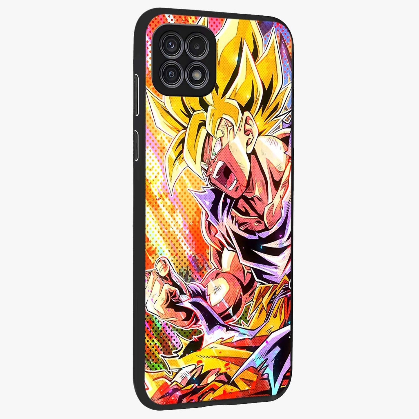 Firing Goku Glass Case upright view showcasing energetic anime artwork with bold warrior theme.
