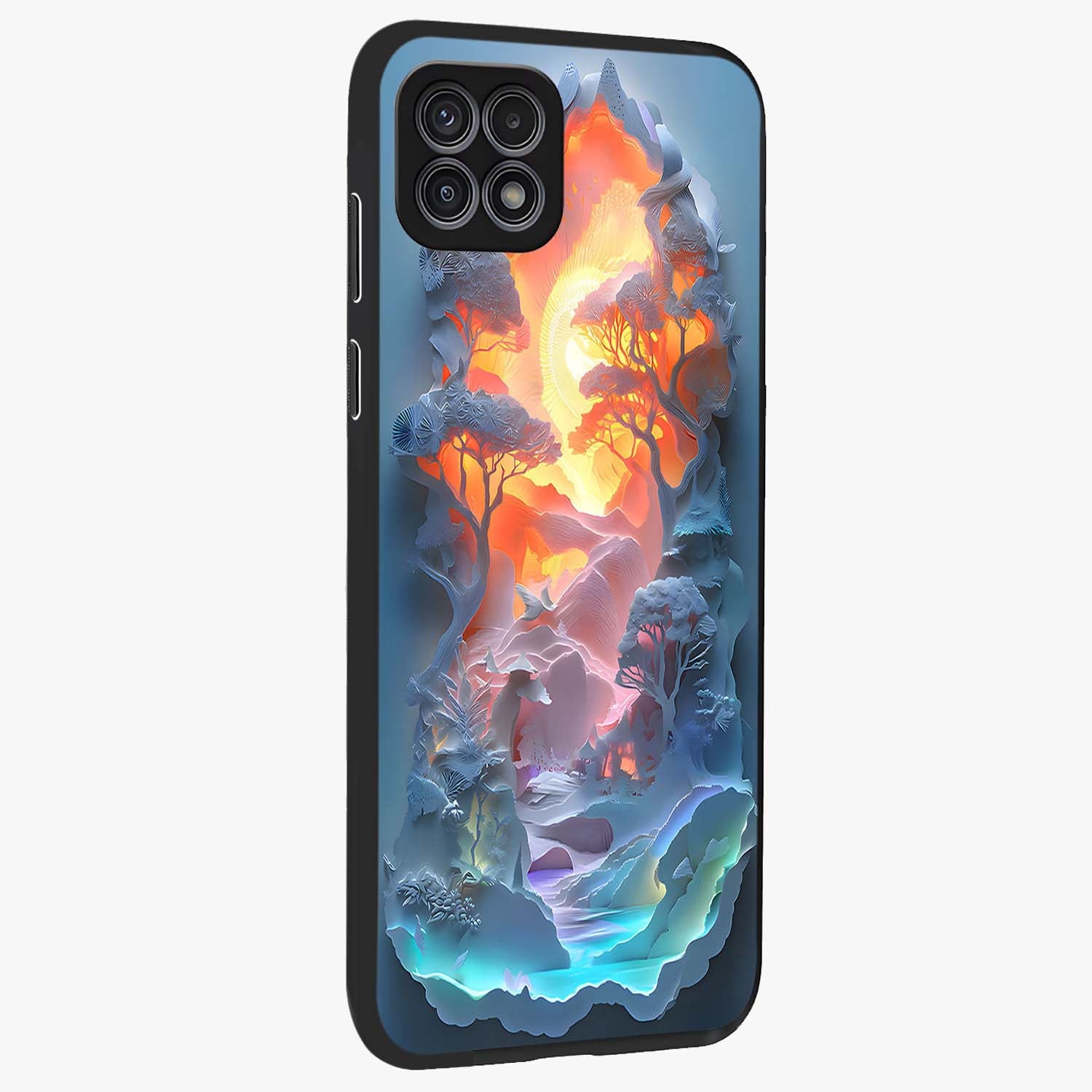 Glow Forest Portal Glass Case upright view showcasing enchanted forest portal artwork with fantasy nature theme.