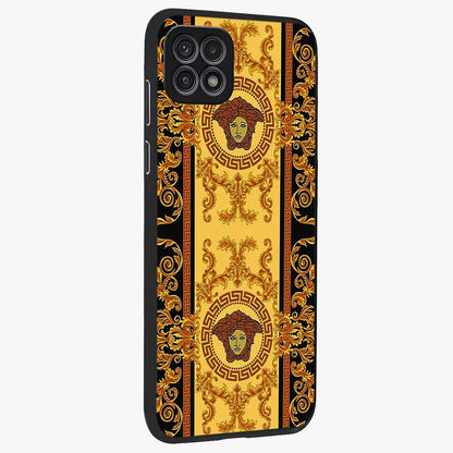 Golden Lotus Glow Glass Case upright view showcasing luminous lotus artwork with peaceful divine theme.