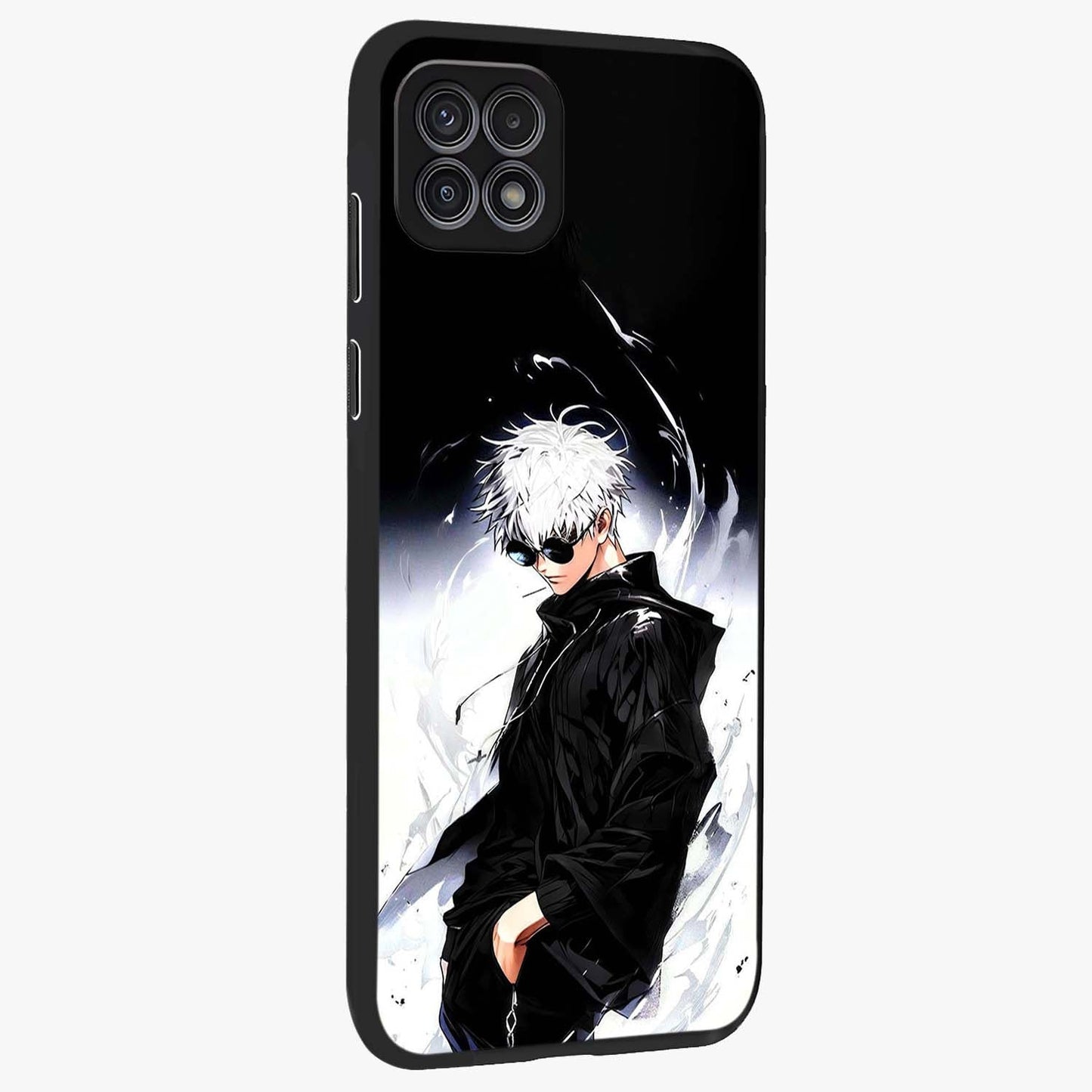 Limitless Shadow King Glass Case upright view showcasing bold shadow warrior artwork with epic fantasy theme.