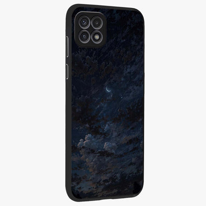 Lunar Veil Silence Glass Case upright view showcasing calm moon themed artwork with serene night atmosphere.