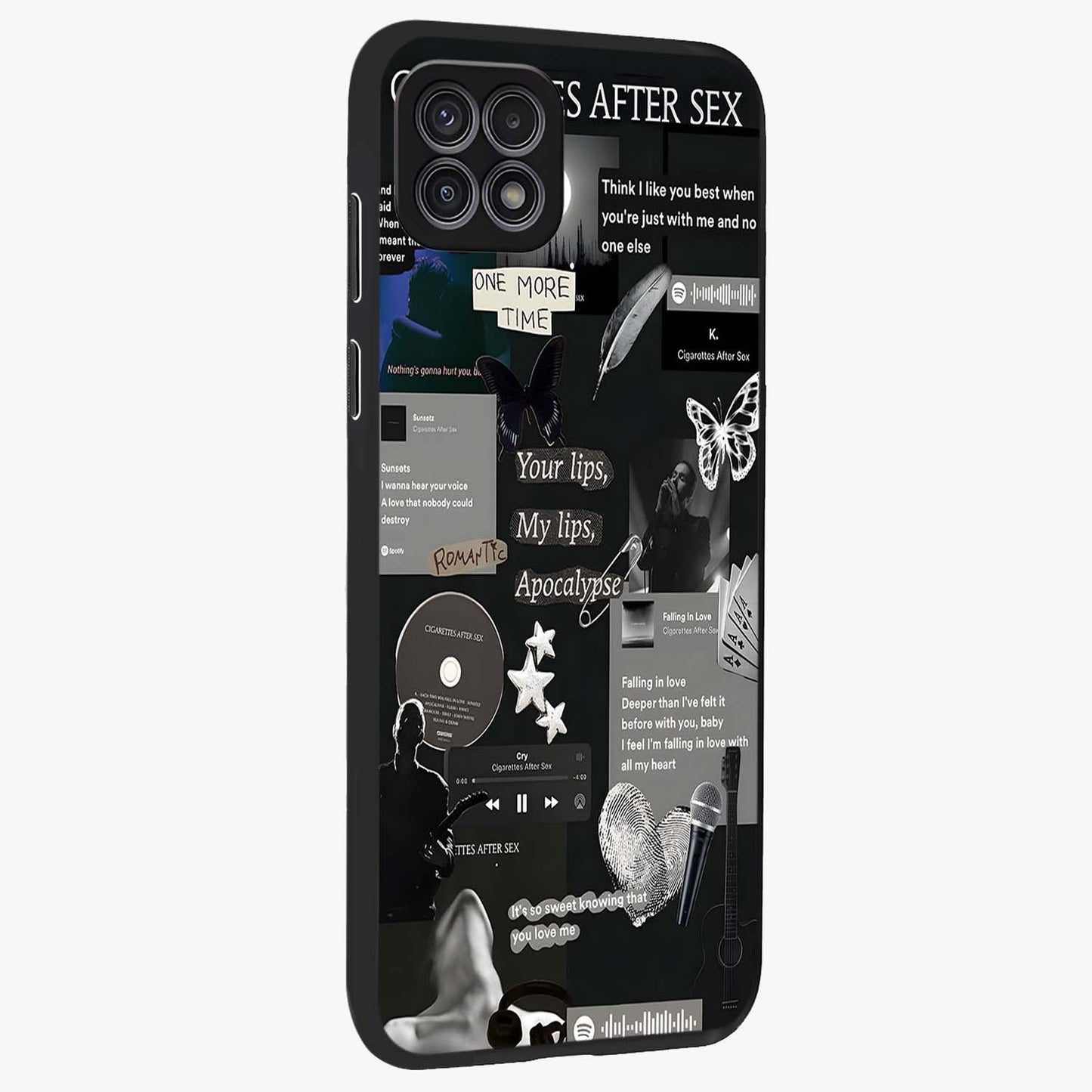 Midnight Love Echo Glass Case upright view showcasing expressive romantic artwork with dreamy midnight theme.