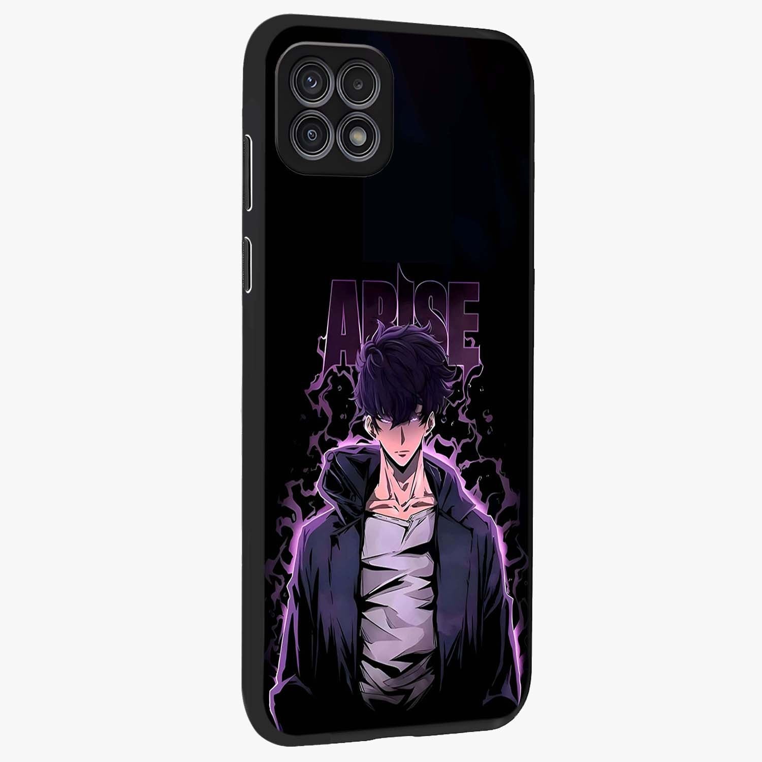 Shadow Monarch Awakening Glass Case upright view showcasing bold monarch artwork with mystical awakening theme.