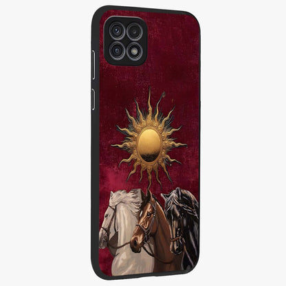 Solar Riders Glass Case upright view showcasing energetic rider artwork with bold adventure theme.