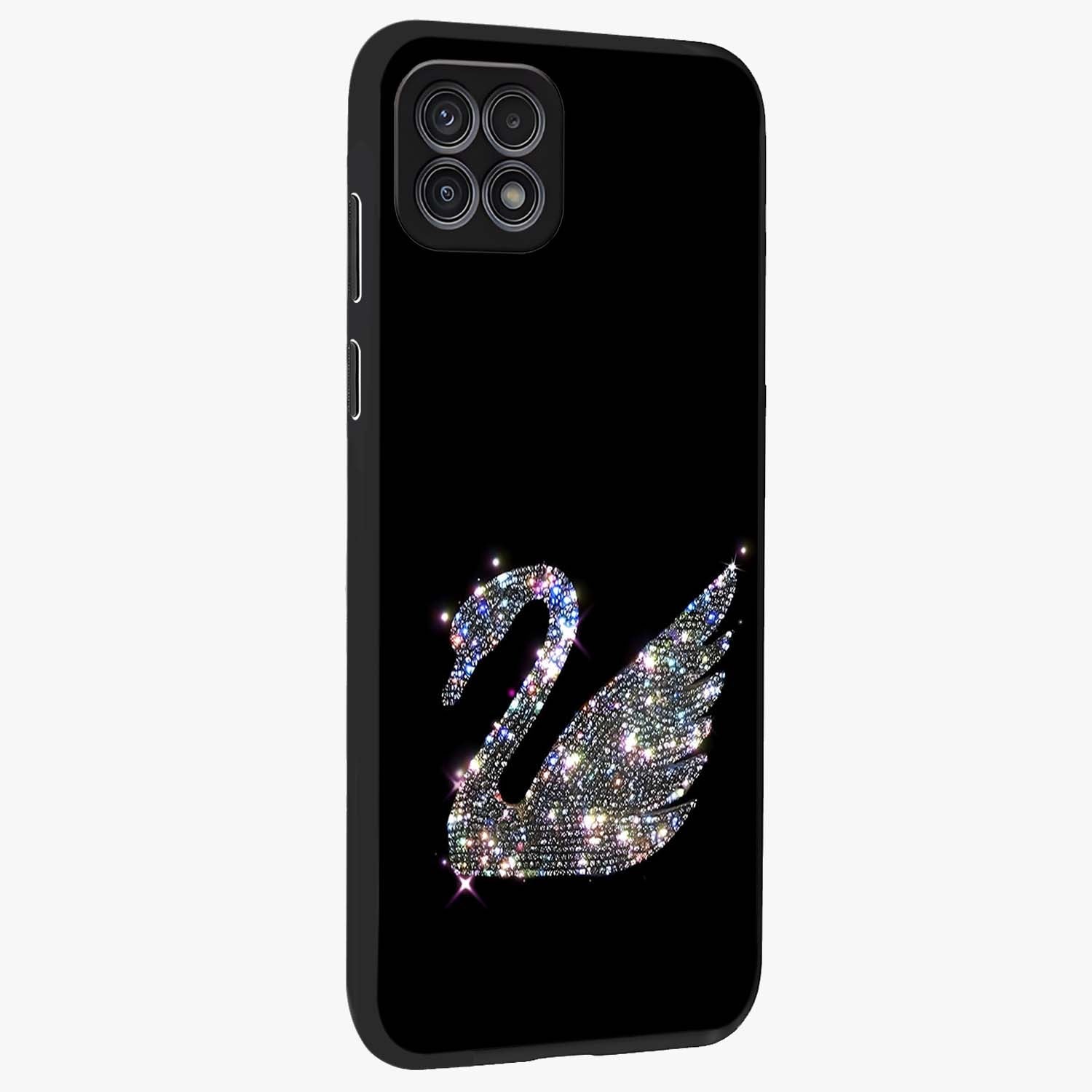 Starlit Swan Grace Glass Case upright view showcasing beautiful swan artwork with peaceful night themed design.