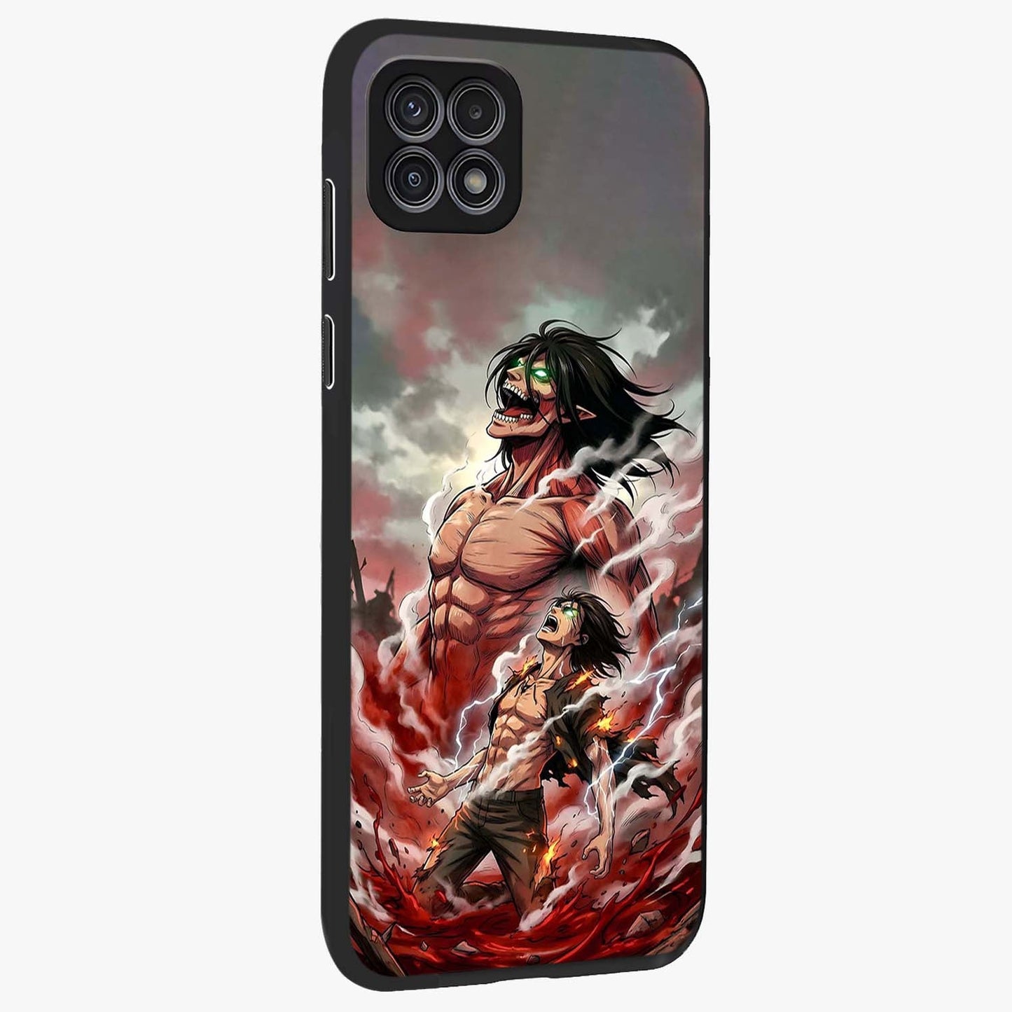 Titan Awakening Fury Glass Case upright view showcasing intense titan artwork with epic fantasy theme.