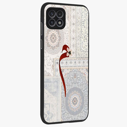 White Aesthetic Bow Glass Case upright view showcasing delicate ribbon bow artwork with cute minimalist theme.