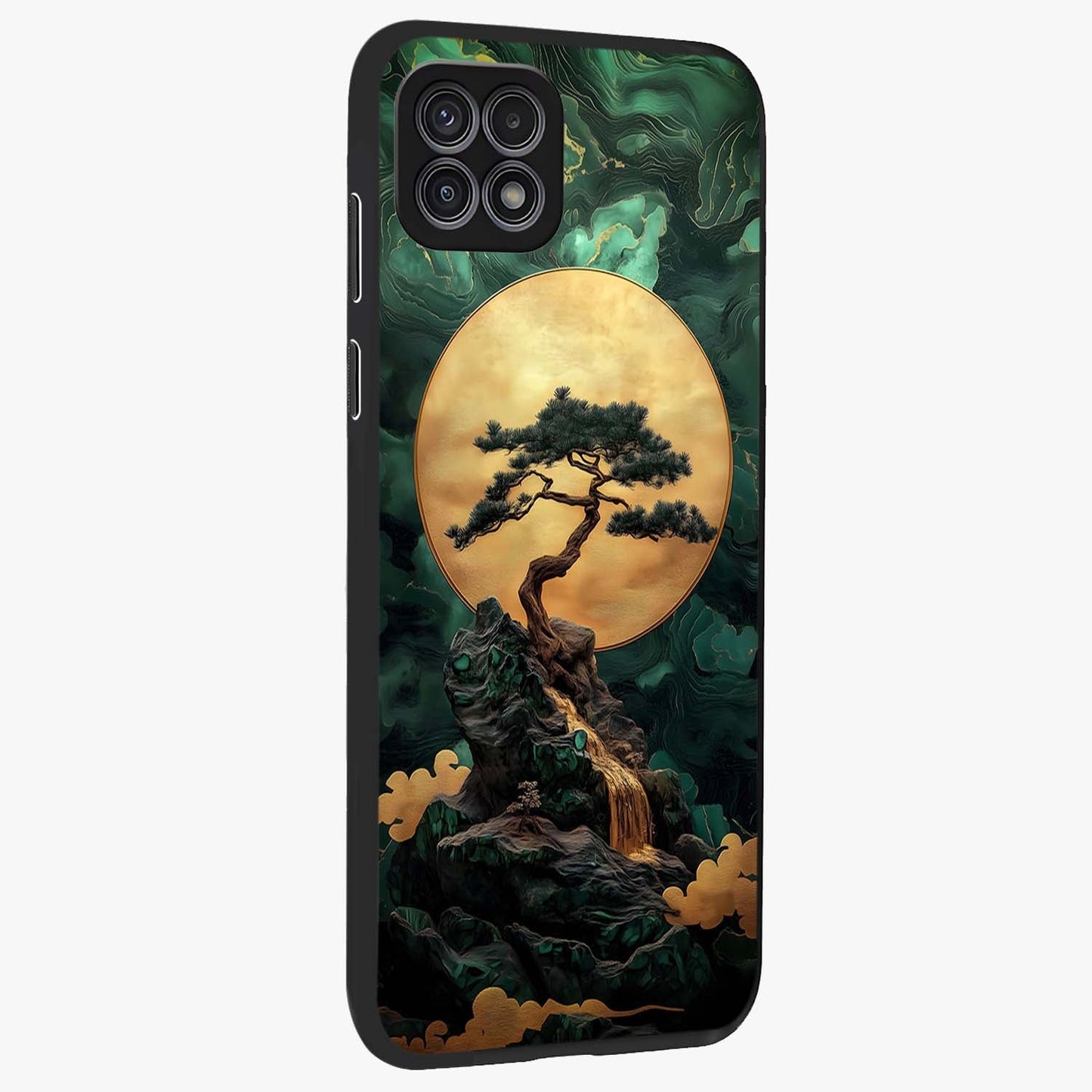 Zen Moon Rise Glass Case upright view showcasing serene moon artwork with tranquil night theme.