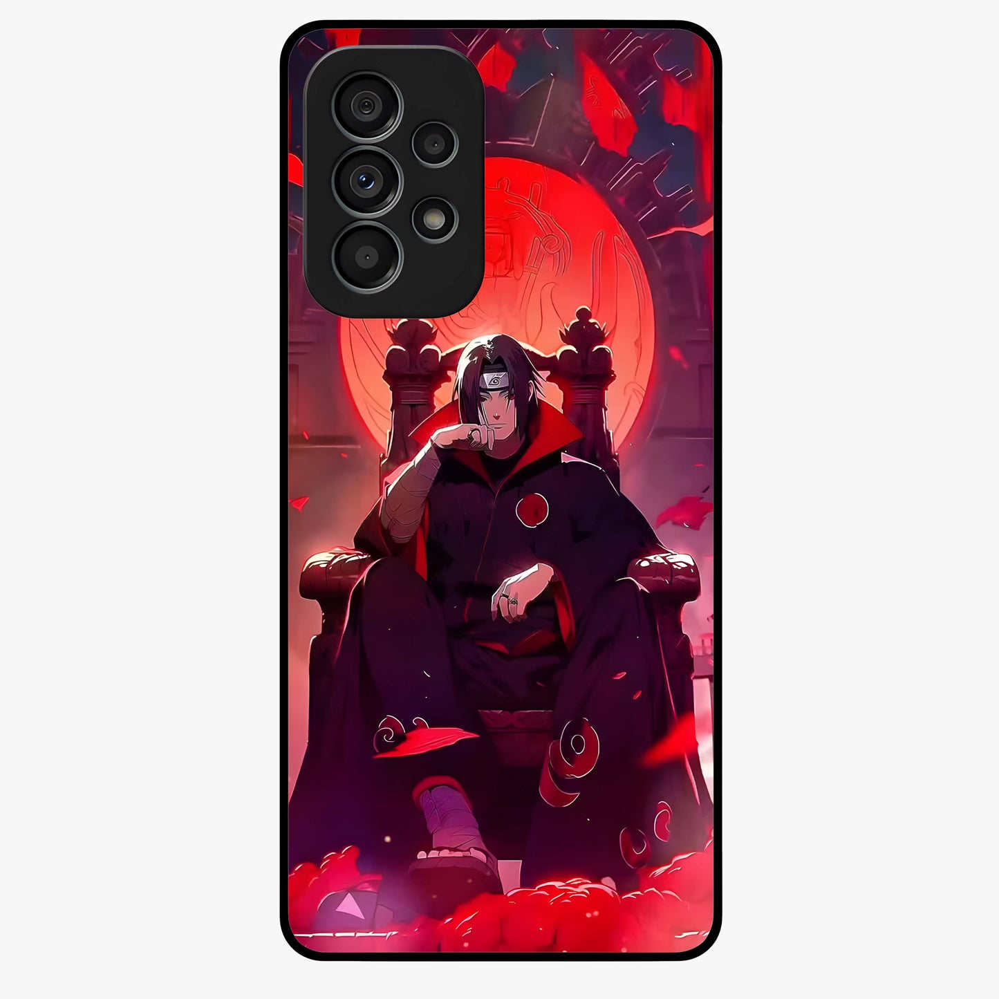 Blood Moon Sovereign Glass Case showing flat back view with mystical blood moon artwork and glossy glass finish.