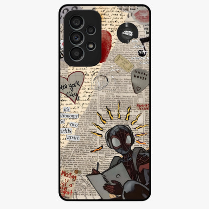 City Dream Sketch Glass Case showing flat back view with artistic city skyline sketch artwork and glossy glass finish.