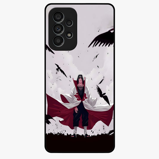 Crimson Crow Ascension Glass Case showing flat back view with mystical crow artwork and glossy glass finish.