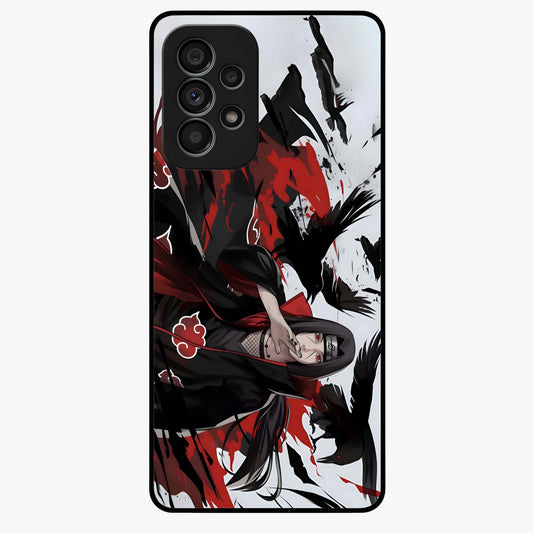 Crimson Crow Illusion Glass Case showing flat back view with artistic crow illusion artwork and glossy glass finish.