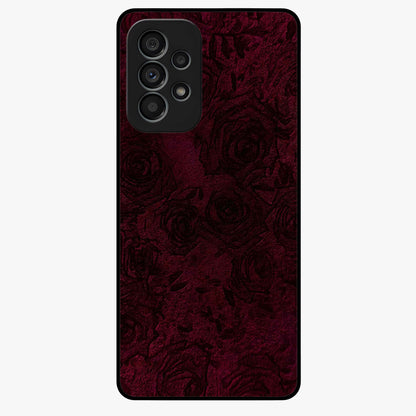 Crimson Fade Flow Glass Case showing flat back view with flowing crimson gradient artwork and glossy glass finish.