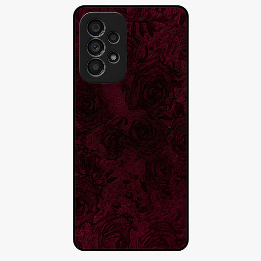 Crimson Fade Flow Glass Case showing flat back view with flowing crimson gradient artwork and glossy glass finish.
