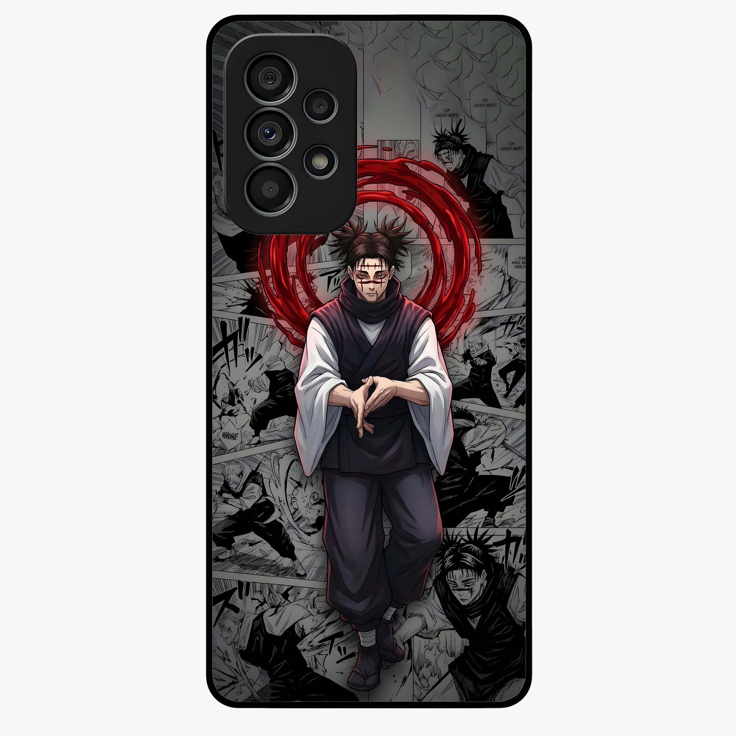 Cursed Ritual Ascension Glass Case showing flat back view with dark ritual themed artwork and glossy glass finish.