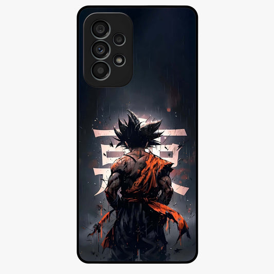 Dark Warrior In Rain Glass Case showing flat back view with warrior artwork in rainy atmosphere and glossy glass finish.