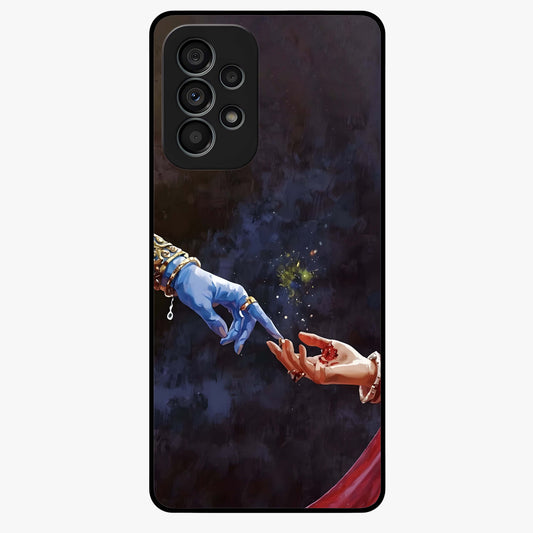 Divine Touch Eternal Glass Case showing flat back view with spiritual themed artwork and glossy glass finish.