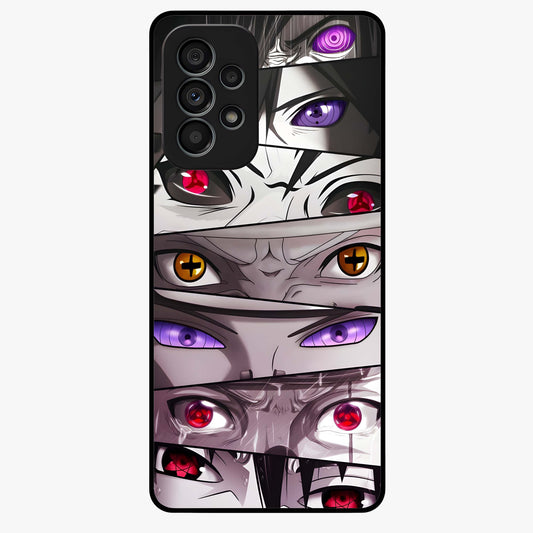 Eyes of Destiny Glass Case showing flat back view with striking eye themed artwork and glossy glass finish.