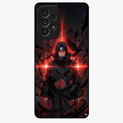 Focused Blade Discipline Glass Case showing flat back view with warrior sword themed artwork and glossy glass finish.