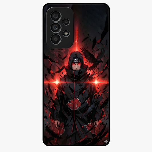 Focused Blade Discipline Glass Case showing flat back view with warrior sword themed artwork and glossy glass finish.