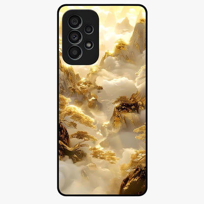 Gates Of Illumination Glass Case showing flat back view with mystical illuminated gate artwork and glossy glass finish.