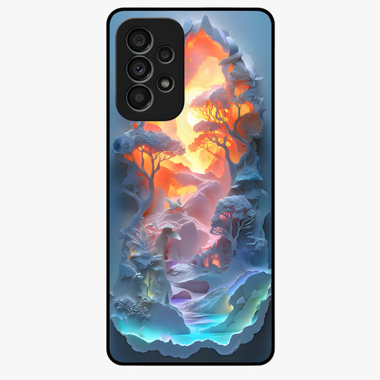 Glow Forest Portal Glass Case showing flat back view with glowing forest portal artwork and glossy glass finish.