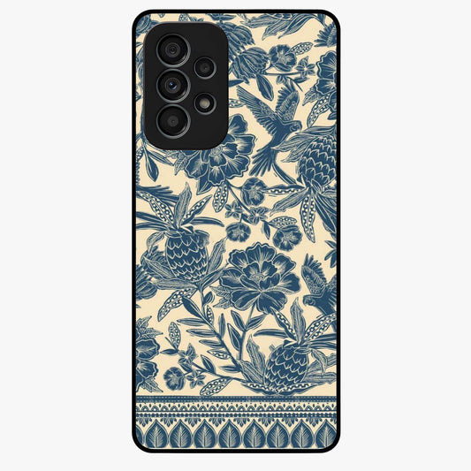 Heirloom Wild Bloom Glass Case showing flat back view with vintage inspired wild flower artwork and glossy glass finish.