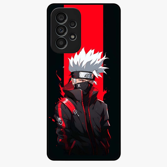 Kakashi Scarlet Shadow Glass Case showing flat back view with powerful anime ninja artwork and glossy glass finish.