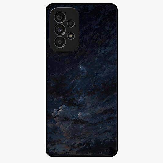 Lunar Veil Silence Glass Case showing flat back view with mystical moon veil artwork and glossy glass finish.