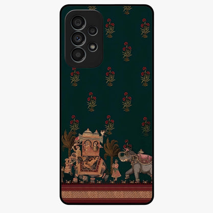 Macmerise Glass Case showing flat back view with stylish modern artwork and glossy glass finish.