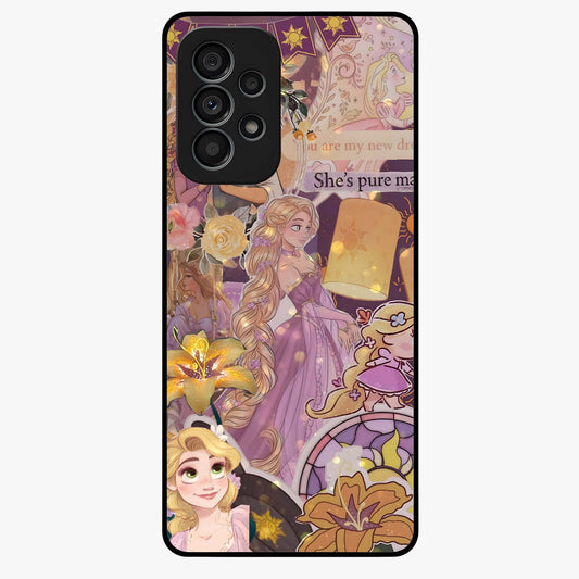 Magical Tangled Dream Glass Case showing flat back view with dreamy tangled artwork and glossy glass finish.