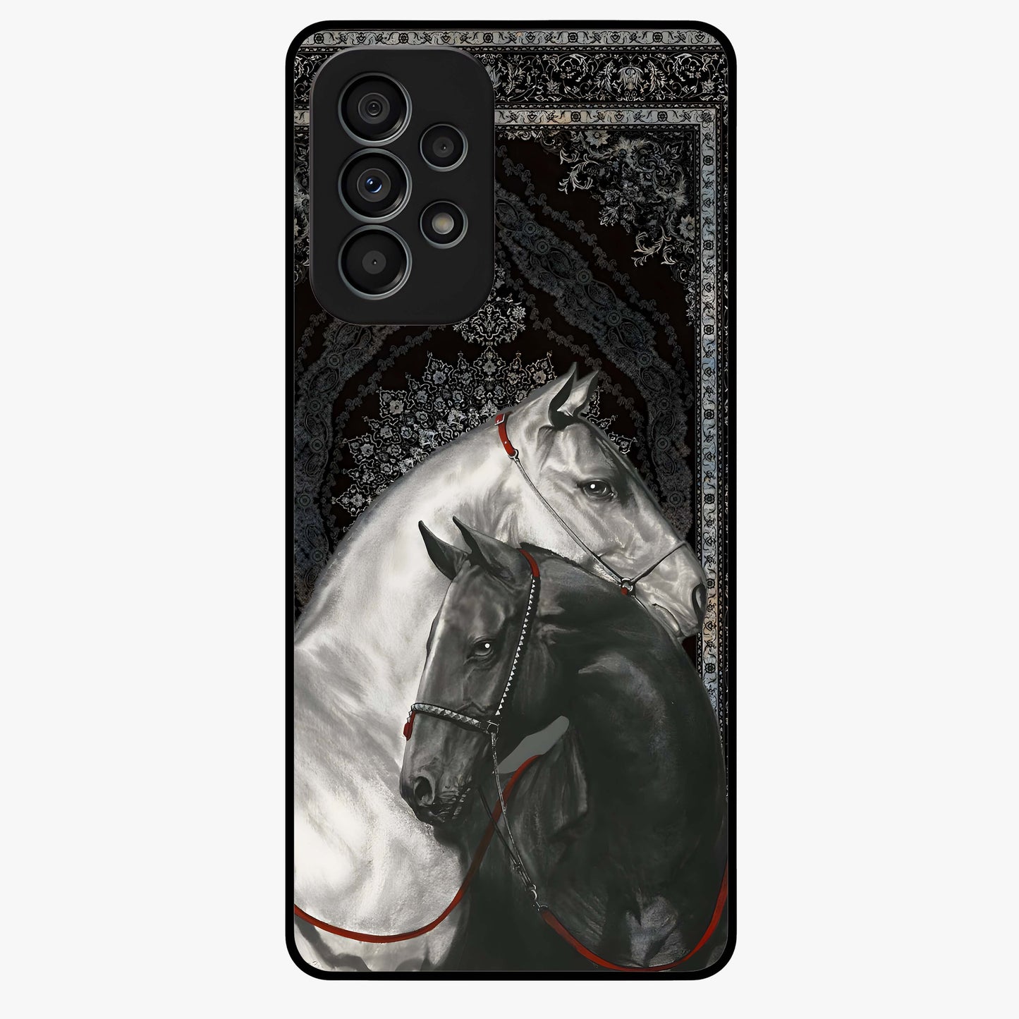 Majestic Ride Legacy Glass Case showing flat back view with powerful automotive inspired artwork and glossy glass finish.