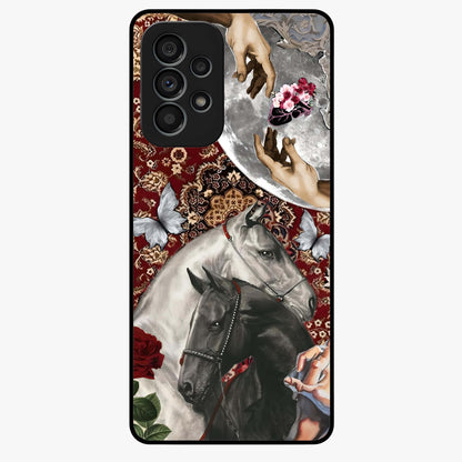 Moonlit Royal Stallion Glass Case showing flat back view with majestic horse under moonlight artwork and glossy glass finish.