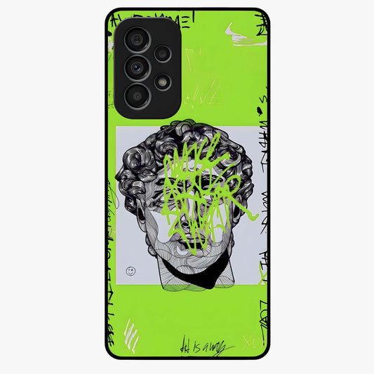 Neo Graffiti Rebellion Glass Case showing flat back view with vibrant graffiti artwork and glossy glass finish.