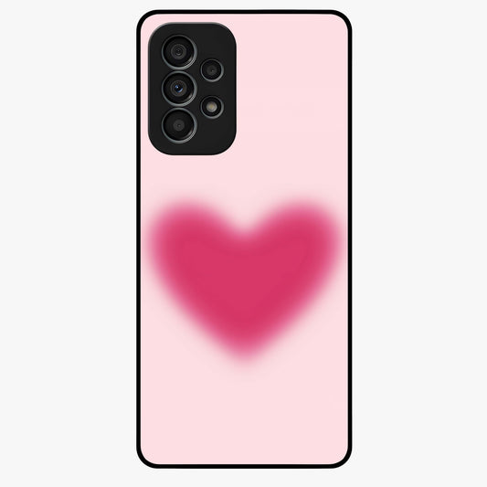 Pink Aura Heart Glass Case showing flat back view with glowing heart artwork and glossy glass finish.